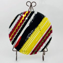 Farvet glasplade til opsats eller som ostetallerken