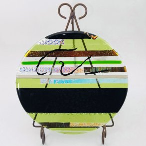 Farvet glasplade til stativ eller som platte