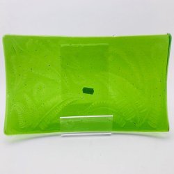 Transparent grnt glas fad - Bregnerelief