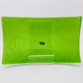 Transparent grnt glas fad - Bregnerelief