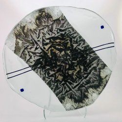 Glasfad / fuglebad med pynt