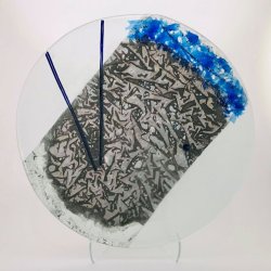 Glasfad / fuglebad med bl kant