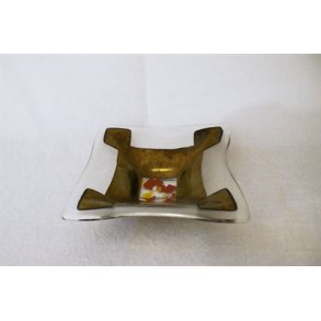 Unik glasfad med mnster i guld-look