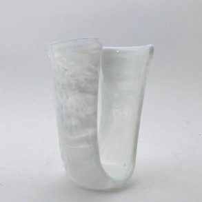 Hvid, glas fyrfadsstage m/prg