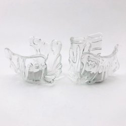 Fyrfadslysholder, klar skl, blget kant