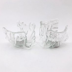 Fyrfadslysholder, klar skl, blget kant