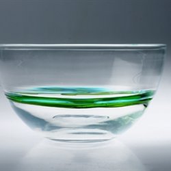 Stor glas skl med bl og grnne striber