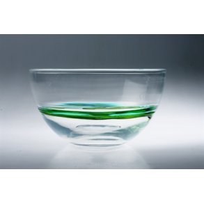 Stor glas skl med bl og grnne striber