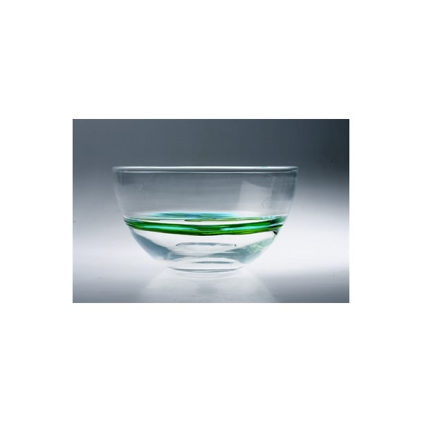 Stor glas skl med bl og grnne striber
