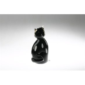 Sort glaskat med hvide prikker