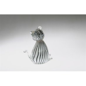 Sort- og hvidstribet sd kat lavet i glas