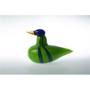 Fugl i glas - grn med bl stribe