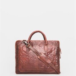 Computer taske i cognac farvet lder