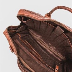 Computer taske i cognac farvet lder