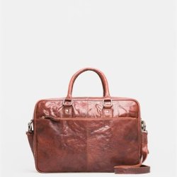 Computer taske i cognac farvet lder