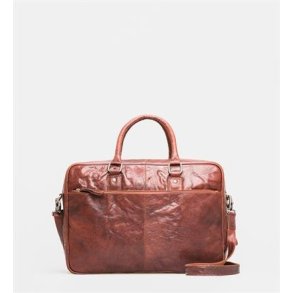 Computer taske i cognac farvet lder