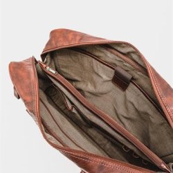 Computer taske i cognac farvet lder