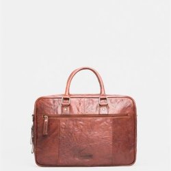 Computer taske i cognac farvet lder
