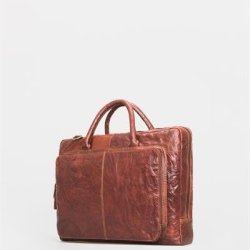 Computer taske i cognac farvet lder